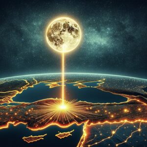 Planet beaming light onto earth.