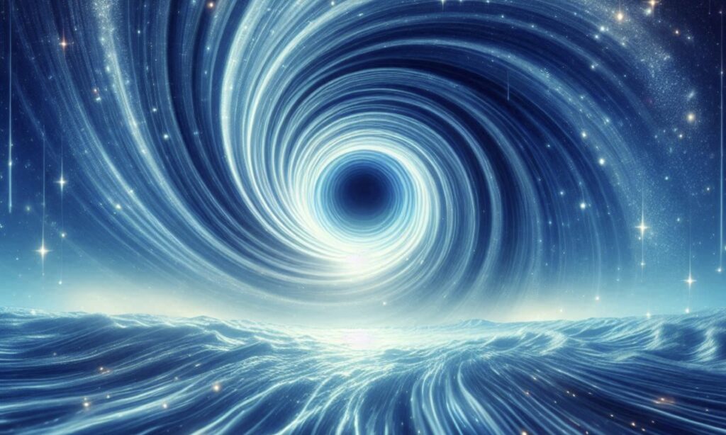 Blue swirling galactic lights in Space