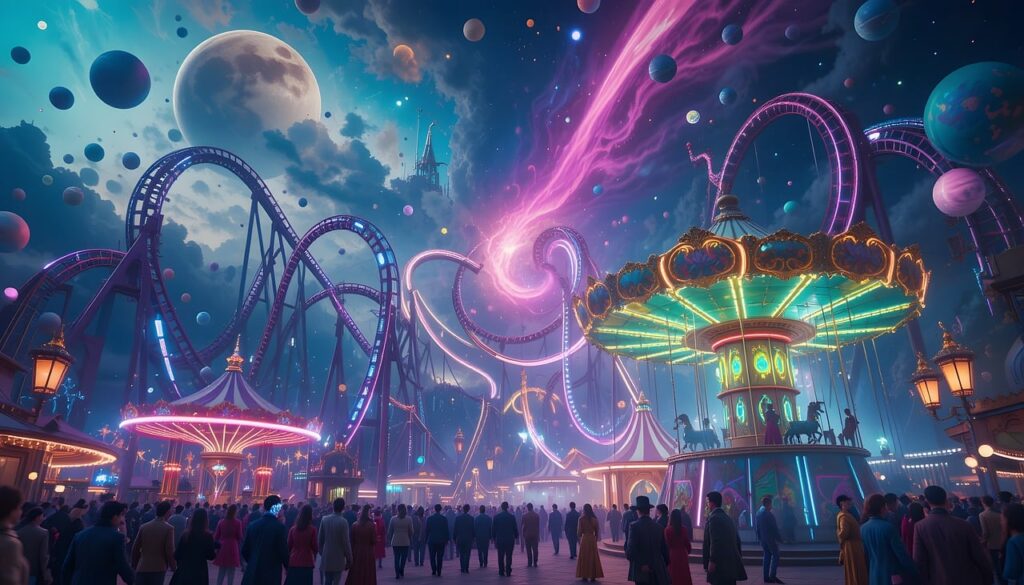 Colorful cosmic amusement park