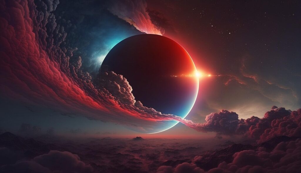 Colorful swirling cosmos featuring Capricorn New Moon